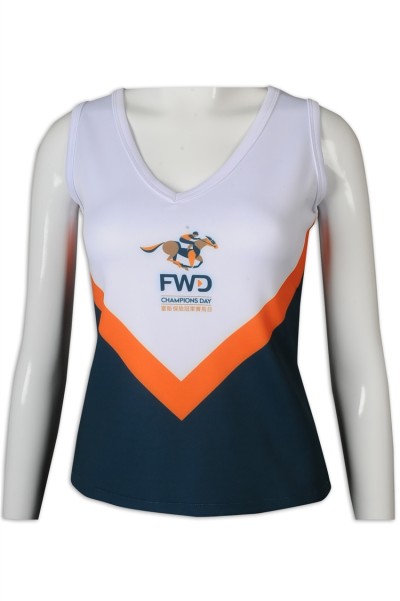 CH200 sample-made cheerleading women's V-neck vest shoulder-exposed waist cheerleading manufacturers  elite cheer uniforms front view